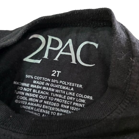 2Pac Graphic Tee Shirt Black Yellow toddler 2T Cotton Polyester Casual Top - Picture 3 of 4